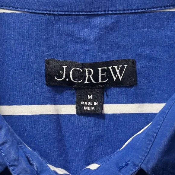 J. Crew Amelia Button Front Shirt-Dress in Stripe Cotton Poplin Blue & White - Picture 6 of 7